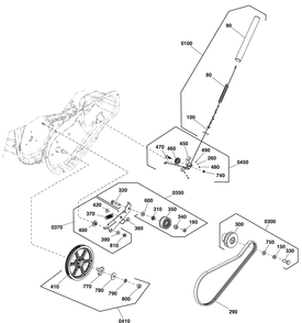 Auger Drive Group Diagram and Parts List for 1696715-01-1022E 2019 Briggs and Stratton Snow Blower
